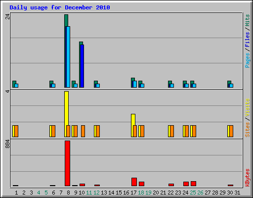 Daily usage for December 2010